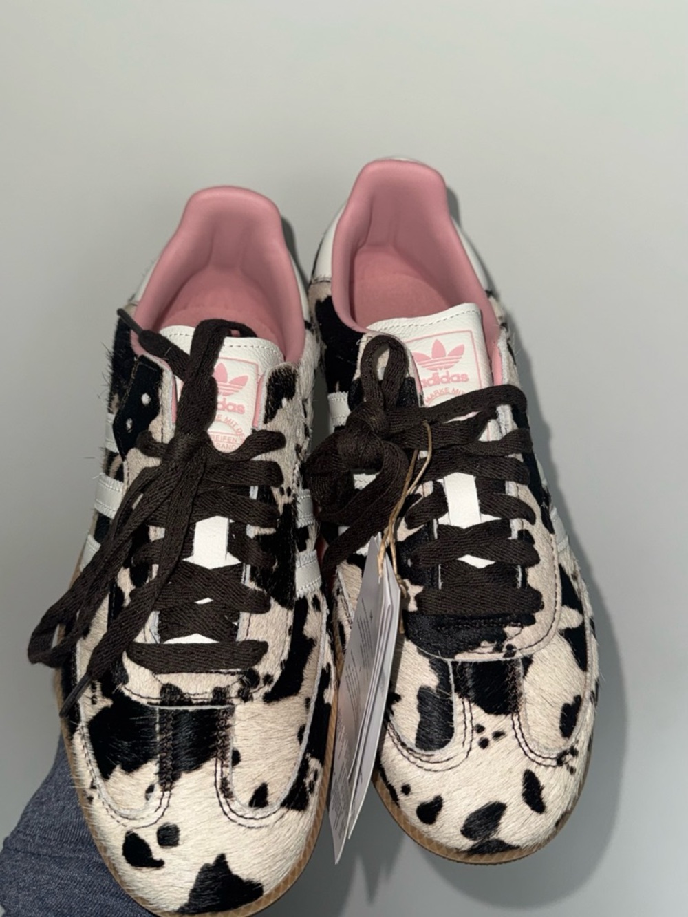 Adidas Cow Print Sneakers in Black, White & Pink